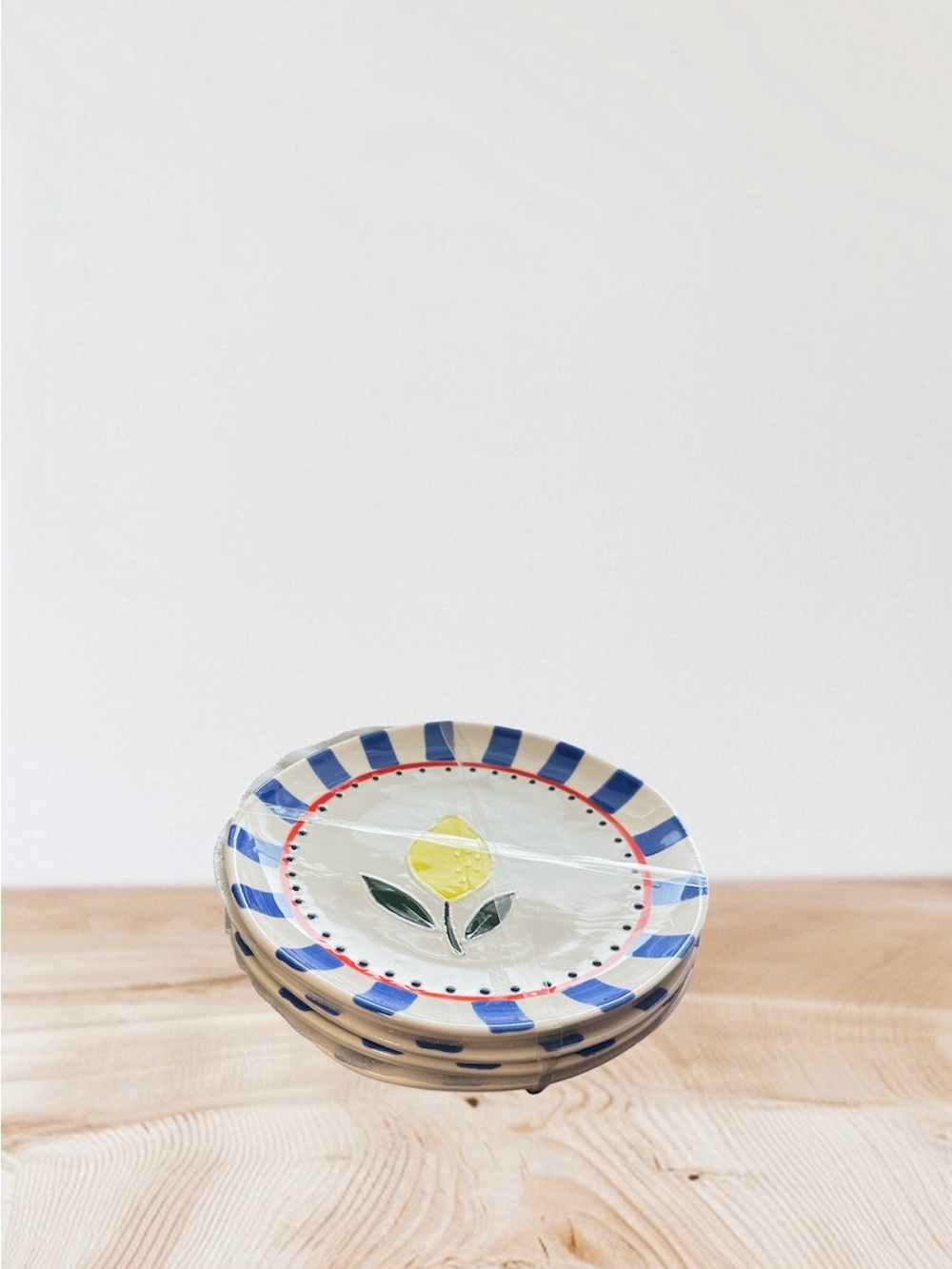 Set of 4 Lemon Fruit Ceramic Salad Plates 8” NEW